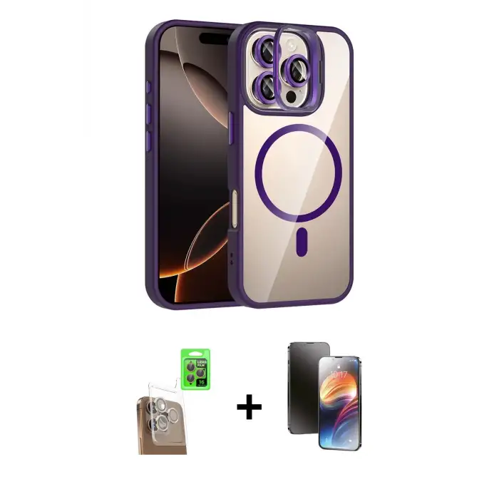 ieg™ iPhone 16 Pro Max Kılıf Yadigar Asil Koleksiyonu - Siyah 3D Antistatik Mat Seramik Nano Ekran Koruyucu + Raze Metal Kamera Lens - CLTM