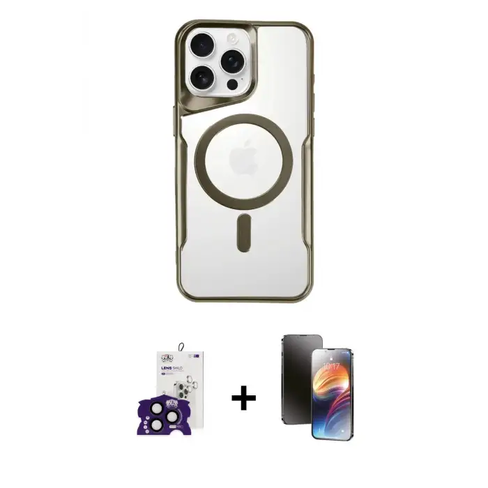 ieg™ iPhone 16 Pro Max Kılıf Yadigar Klasik Özel Seri - Siyah 3D Antistatik Mat Seramik Nano Ekran Koruyucu + Bilvis Titan Kamera Lens - SH