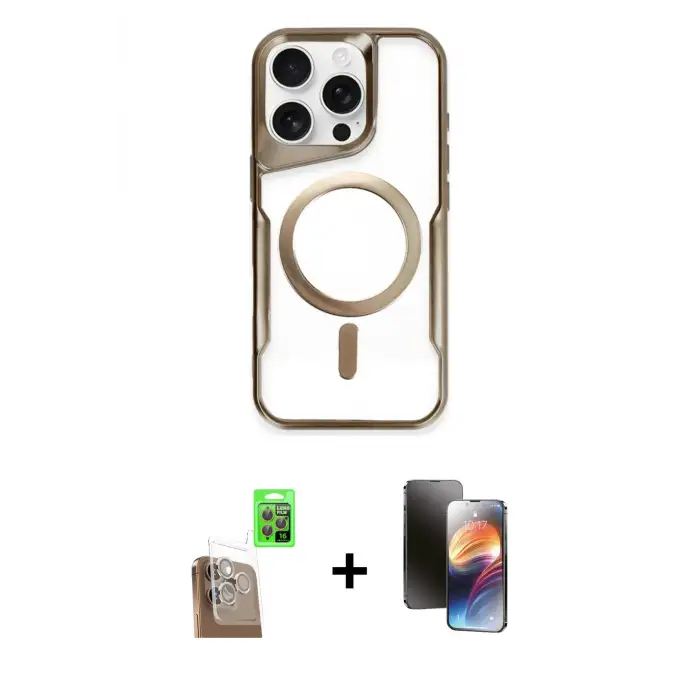 ieg™ iPhone 16 Pro Max Kılıf Yadigar Klasik Özel Seri - Siyah 3D Antistatik Mat Seramik Nano Ekran Koruyucu + Raze Metal Kamera Lens - CLTM