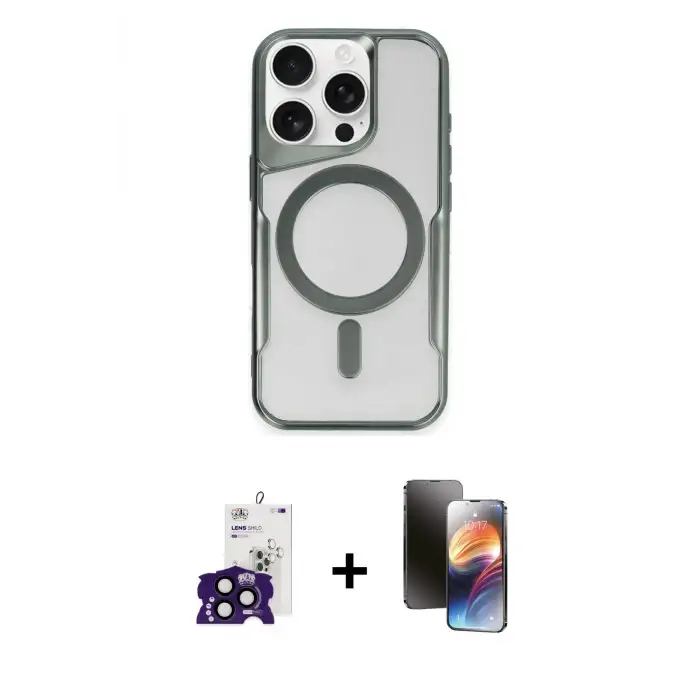 ieg™ iPhone 16 Pro Max Kılıf Yadigar Klasik Özel Seri - Siyah 3D Antistatik Mat Seramik Nano Ekran Koruyucu + Bilvis Titan Kamera Lens - SH