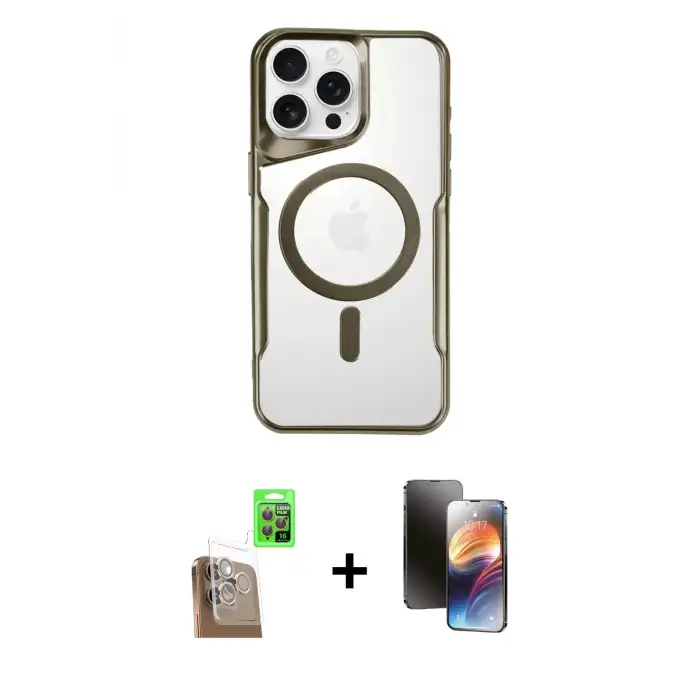 ieg™ iPhone 16 Pro Max Kılıf Yadigar Klasik Özel Seri - Siyah 3D Antistatik Mat Seramik Nano Ekran Koruyucu + Raze Metal Kamera Lens - CLTM