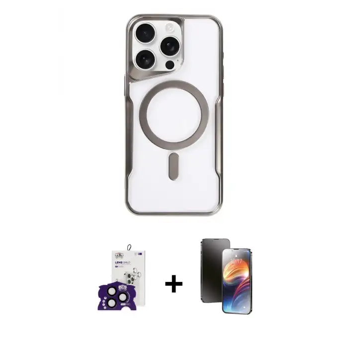 ieg™ iPhone 16 Pro Max Kılıf Yadigar Klasik Özel Seri - Siyah 3D Antistatik Mat Seramik Nano Ekran Koruyucu + Bilvis Titan Kamera Lens - SH