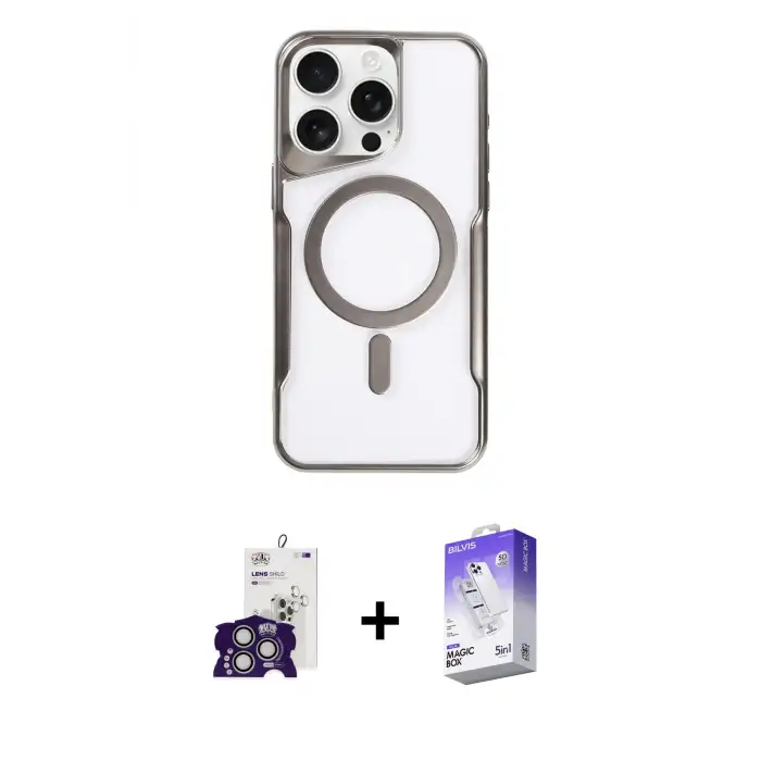ieg™ iPhone 16 Pro Max Kılıf Yadigar Klasik Özel Seri - Siyah Bilvis 5in1 3D Magic Cam Ekran Koruyucu + Bilvis Titan Kamera Lens - GS