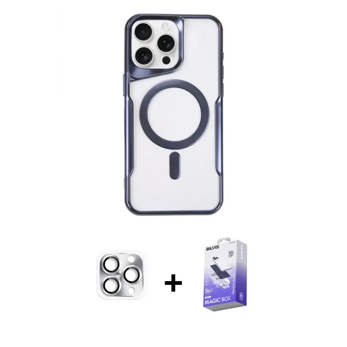 ieg™ iPhone 16 Pro Max Kılıf Yadigar Klasik Özel Seri - Siyah Bilvis 5in1 5D Magic Hayalet Cam Ekran Koruyucu + Pers Alüminyum Kamera Lens - GS