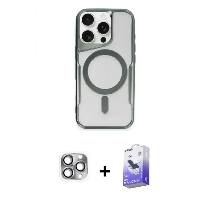 ieg™ iPhone 16 Pro Max Kılıf Yadigar Klasik Özel Seri - Siyah Bilvis 5in1 5D Magic Hayalet Cam Ekran Koruyucu + Pers Alüminyum Kamera Lens - GI