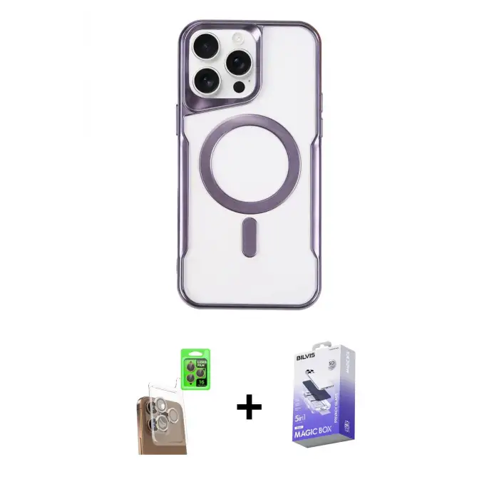 ieg™ iPhone 16 Pro Max Kılıf Yadigar Klasik Özel Seri - Siyah Bilvis 5in1 5D Magic Hayalet Cam Ekran Koruyucu + Raze Metal Kamera Lens - CLTM