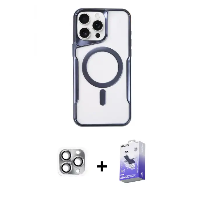 ieg™ iPhone 16 Pro Max Kılıf Yadigar Klasik Özel Seri - Siyah Bilvis 5in1 5D Magic Hayalet Cam Ekran Koruyucu + Pers Alüminyum Kamera Lens - GI