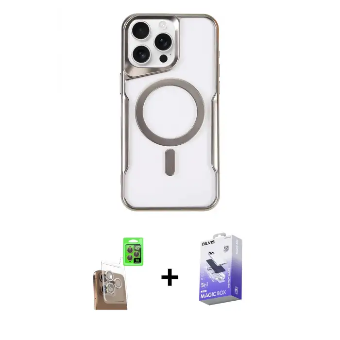ieg™ iPhone 16 Pro Max Kılıf Yadigar Klasik Özel Seri - Siyah Bilvis 5in1 5D Magic Hayalet Cam Ekran Koruyucu + Raze Metal Kamera Lens - CLTM