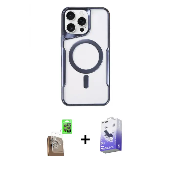 ieg™ iPhone 16 Pro Max Kılıf Yadigar Klasik Özel Seri - Siyah Bilvis 5in1 5D Magic Hayalet Cam Ekran Koruyucu + Raze Metal Kamera Lens - CLTM