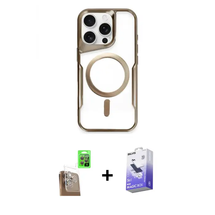 ieg™ iPhone 16 Pro Max Kılıf Yadigar Klasik Özel Seri - Siyah Bilvis 5in1 5D Magic Hayalet Cam Ekran Koruyucu + Raze Metal Kamera Lens - CLTM