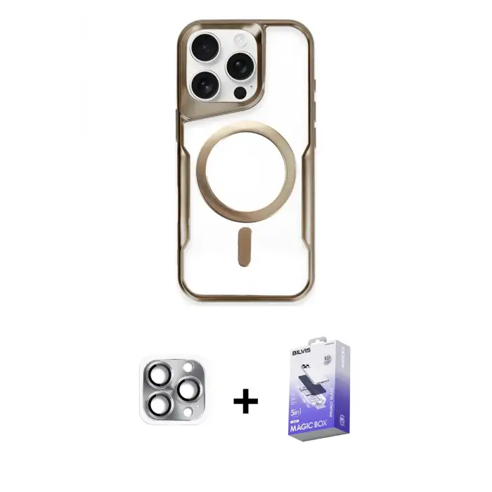 ieg™ iPhone 16 Pro Max Kılıf Yadigar Klasik Özel Seri - Siyah Bilvis 5in1 5D Magic Hayalet Cam Ekran Koruyucu + Pers Alüminyum Kamera Lens - GI