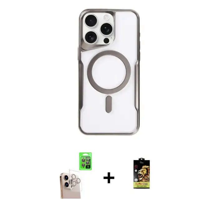 ieg™ iPhone 16 Pro Max Kılıf Yadigar Klasik Özel Seri - Siyah Buffer Cam Ekran Koruyucu + Raze Metal Kamera Lens - NLGY