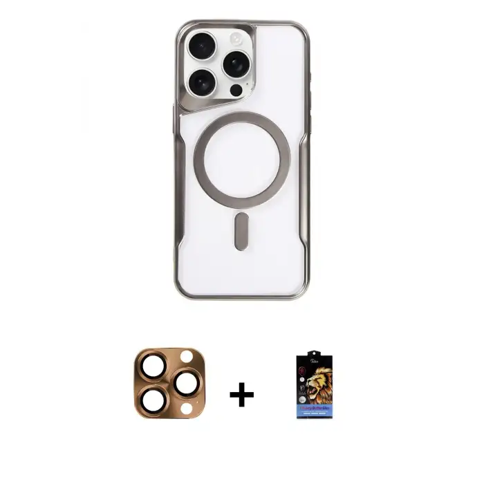 ieg™ iPhone 16 Pro Max Kılıf Yadigar Klasik Özel Seri - Siyah Buffer Hayalet Cam Ekran Koruyucu + Pers Alüminyum Kamera Lens - CLTM