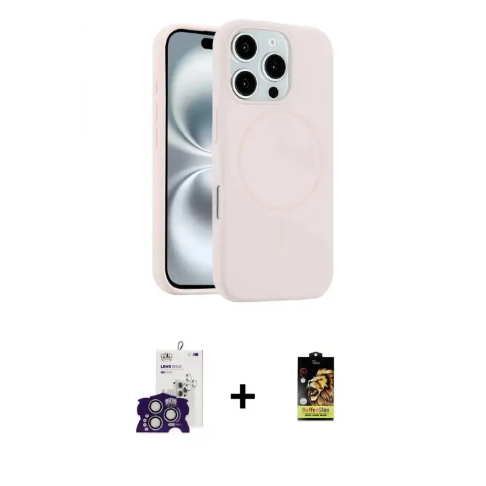 ieg™ iPhone 16 Pro Max Kılıf Yankı Form Serisi - Siyah Buffer Cam Ekran Koruyucu + Bilvis Titan Kamera Lens - GS