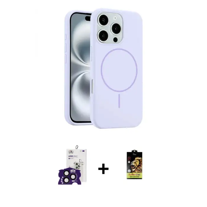 ieg™ iPhone 16 Pro Max Kılıf Yankı Form Serisi - Siyah Buffer Cam Ekran Koruyucu + Bilvis Titan Kamera Lens - SH