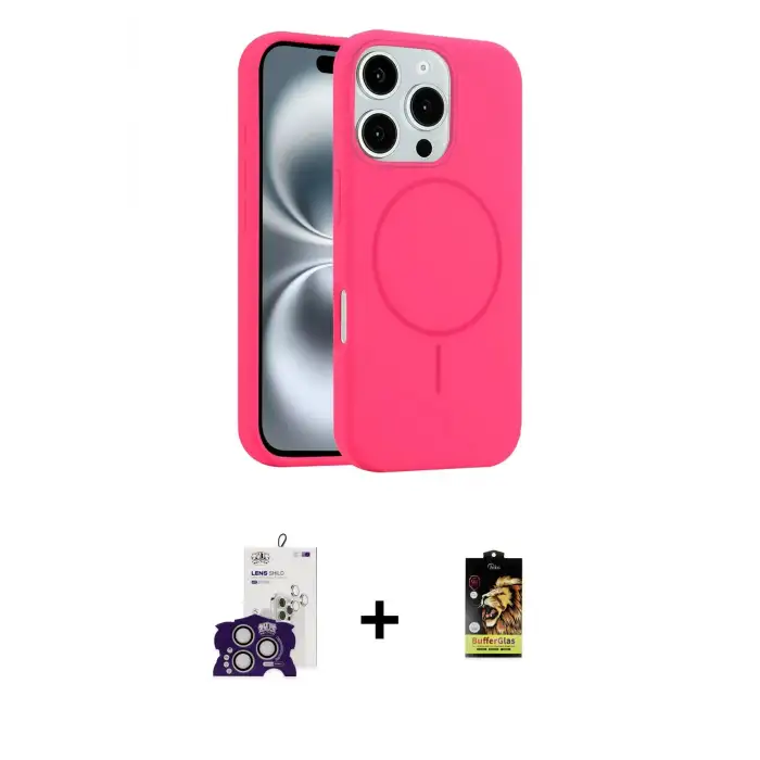 ieg™ iPhone 16 Pro Max Kılıf Yankı Form Serisi - Siyah Buffer Cam Ekran Koruyucu + Bilvis Titan Kamera Lens - GS