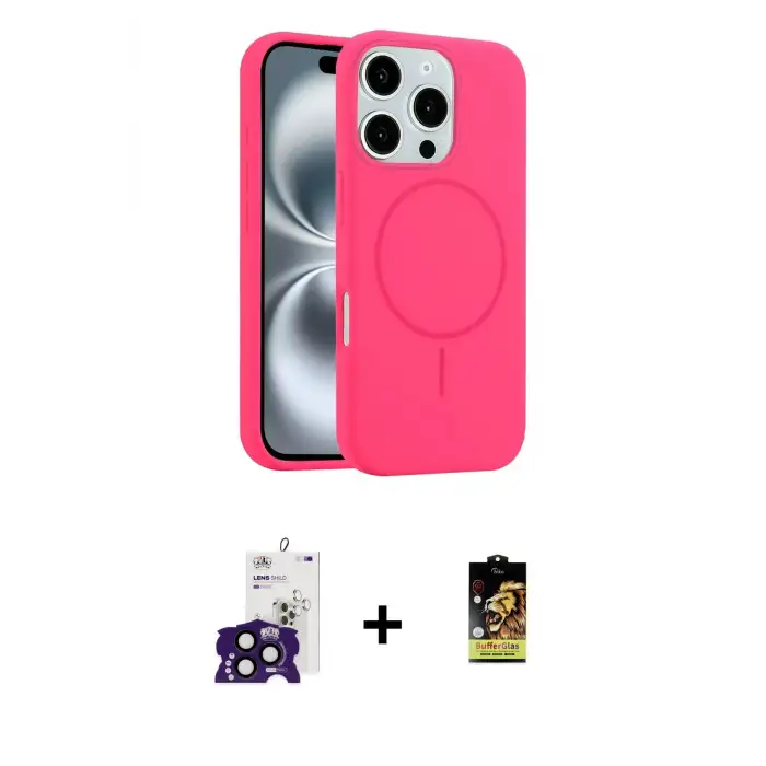 ieg™ iPhone 16 Pro Max Kılıf Yankı Form Serisi - Siyah Buffer Cam Ekran Koruyucu + Bilvis Titan Kamera Lens - SH