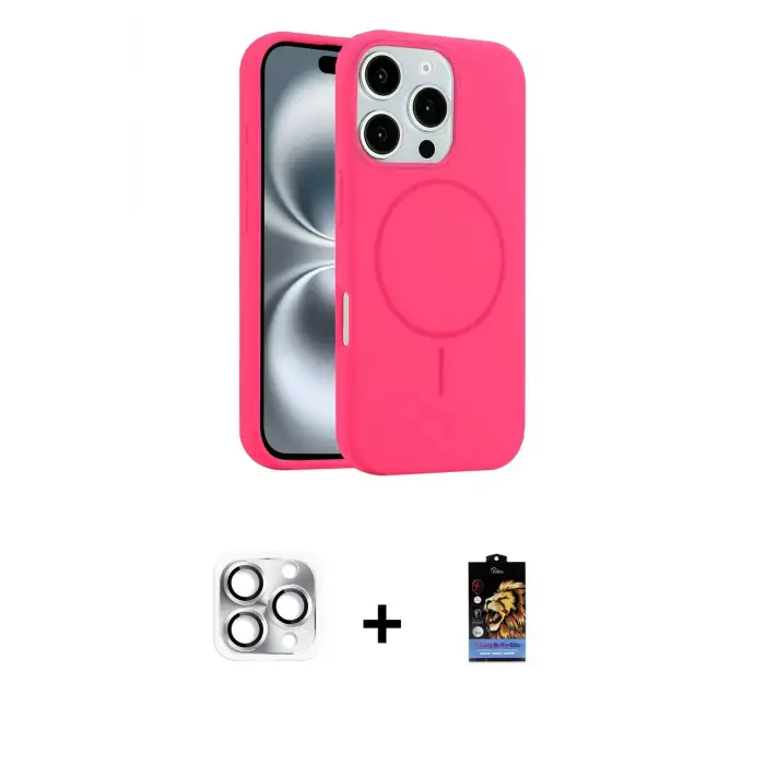 ieg™ iPhone 16 Pro Max Kılıf Yankı Form Serisi - Siyah Buffer Hayalet Cam Ekran Koruyucu + Pers Alüminyum Kamera Lens - GS