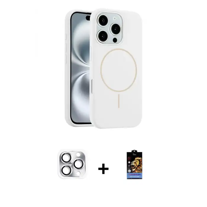 ieg™ iPhone 16 Pro Max Kılıf Yankı Form Serisi - Siyah Buffer Hayalet Cam Ekran Koruyucu + Pers Alüminyum Kamera Lens - GS