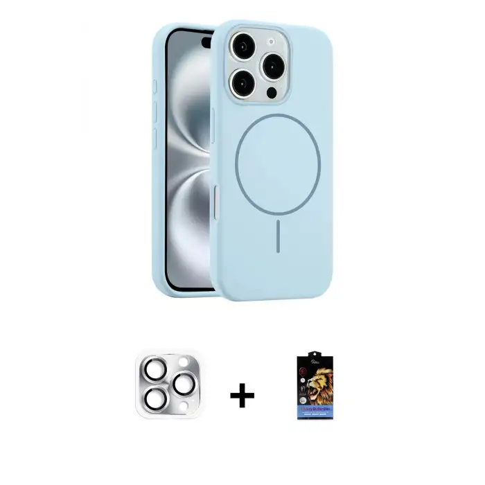 ieg™ iPhone 16 Pro Max Kılıf Yankı Form Serisi - Siyah Buffer Hayalet Cam Ekran Koruyucu + Pers Alüminyum Kamera Lens - GS