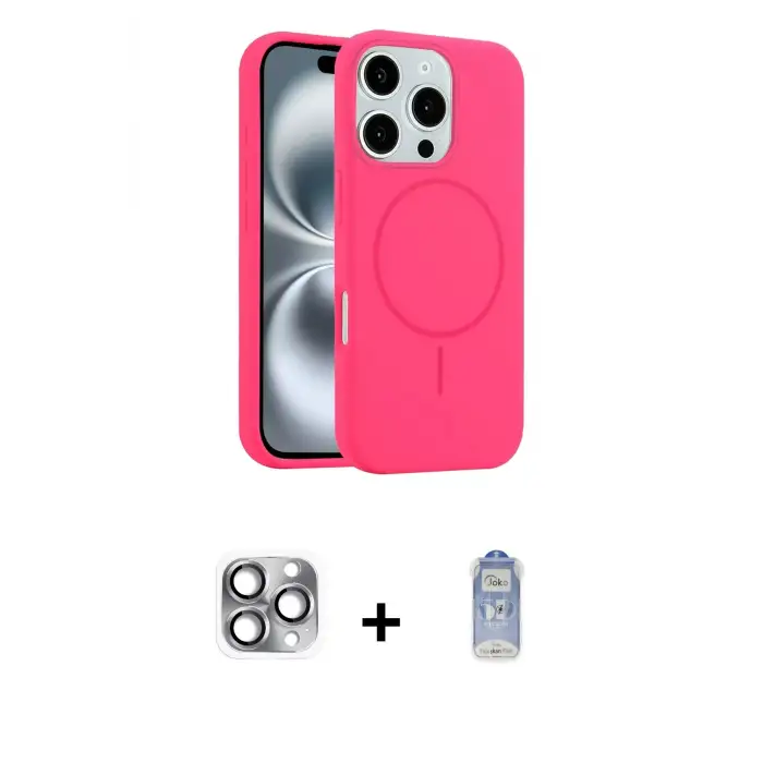 ieg™ iPhone 16 Pro Max Kılıf Yankı Form Serisi - Siyah Joko Magic 5D Cam + Pers Alüminyum Kamera Lens - GI