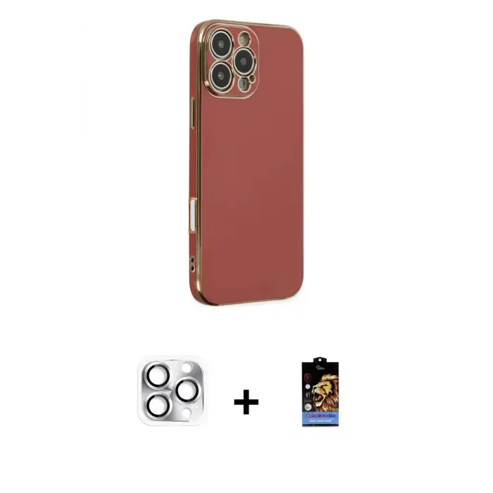 ieg™ iPhone 16 Pro Max Kılıf Yankı Serisi - Siyah Buffer Hayalet Cam Ekran Koruyucu + Pers Alüminyum Kamera Lens - GS