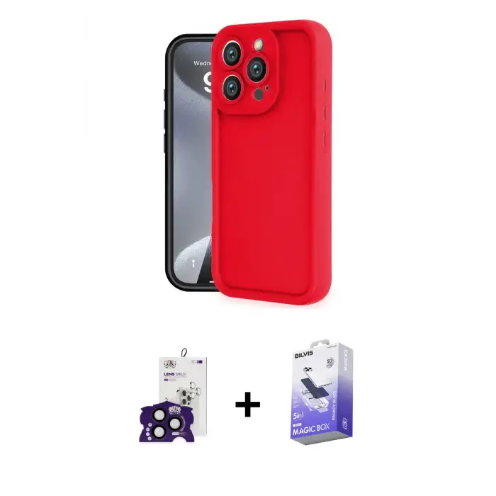 ieg™ iPhone 16 Pro Max Kılıf Yankı Yansıma Özel Seri - Siyah Bilvis 5in1 5D Magic Hayalet Cam Ekran Koruyucu + Bilvis Titan Kamera Lens - SH