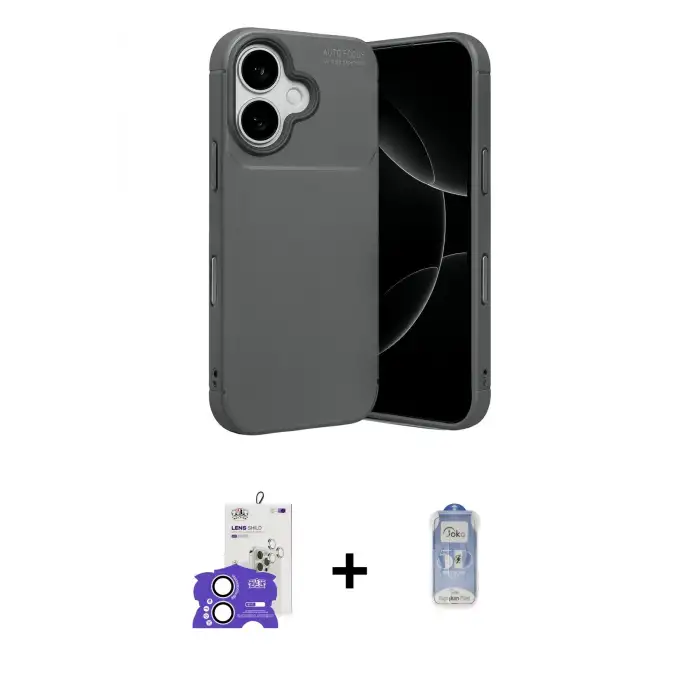 ieg™ iPhone 17 Kılıf Eksen Form Prime - Siyah Joko Magic 5D Cam + Bilvis Titan Kamera Lens - LA