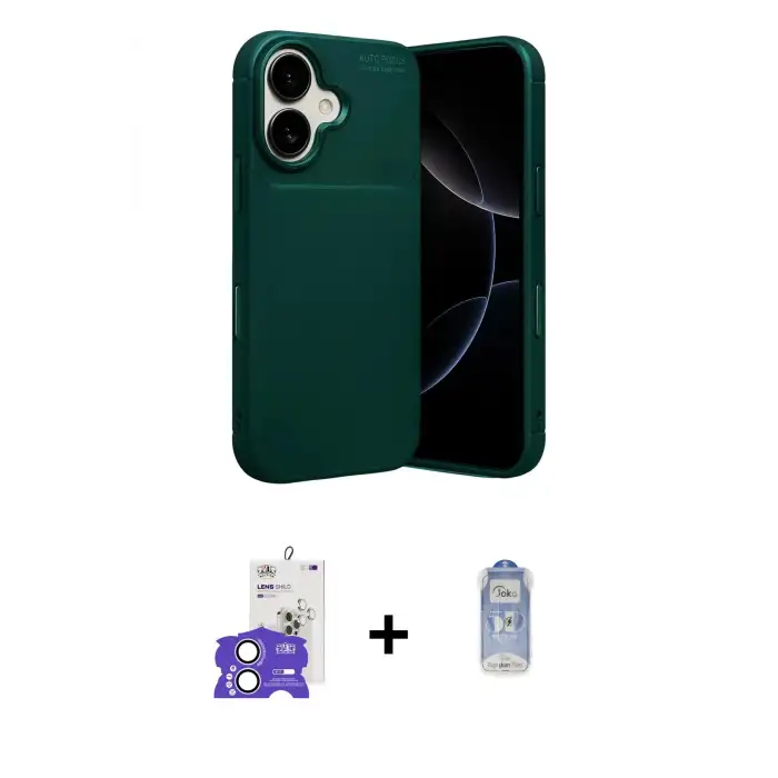 ieg™ iPhone 17 Kılıf Eksen Form Prime - Siyah Joko Magic 5D Cam + Bilvis Titan Kamera Lens - LA