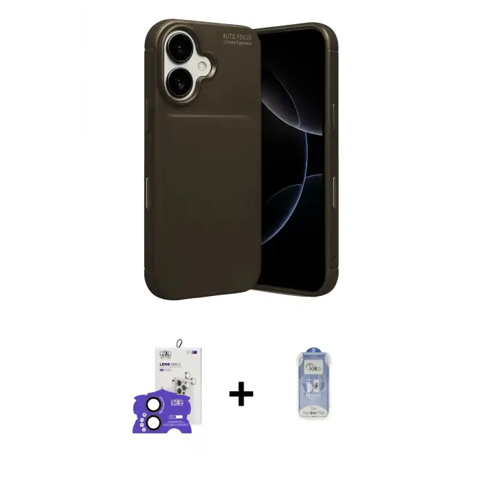 ieg™ iPhone 17 Kılıf Eksen Form Prime - Siyah Joko Magic 5D Cam + Bilvis Titan Kamera Lens - SH