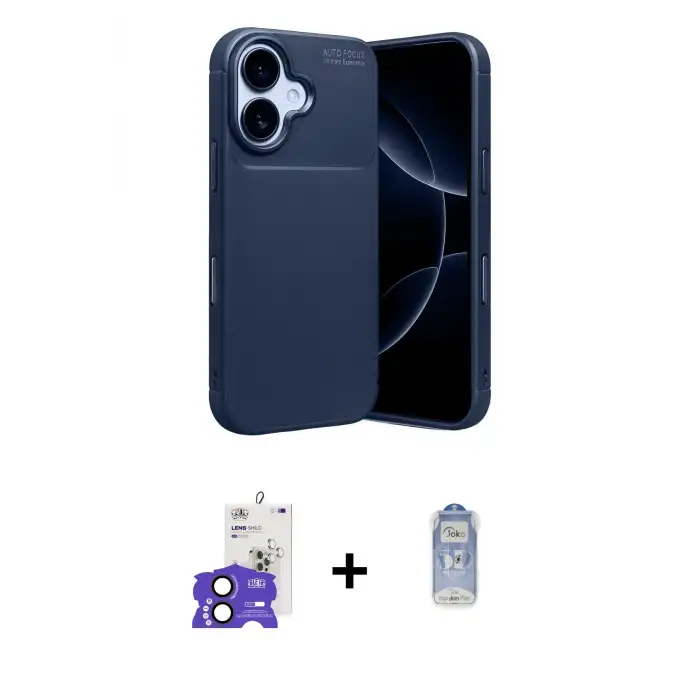 ieg™ iPhone 17 Kılıf Eksen Form Prime - Siyah Joko Magic 5D Cam + Bilvis Titan Kamera Lens - SH