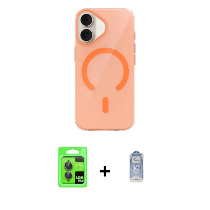 ieg™ iPhone 17 Kılıf Pusula Form Özel Seri - Siyah Joko Magic 5D Cam + Raze Metal Kamera Lens - GI