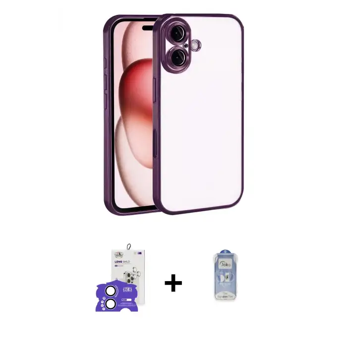 ieg™ iPhone 17 Kılıf Vadi Minimal - Siyah Joko Magic 5D Cam + Bilvis Titan Kamera Lens - AKMI