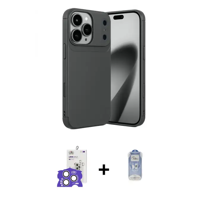 ieg™ iPhone 17 Pro Max Kılıf Eksen Form Prime - Siyah Joko Magic 5D Cam + Bilvis Titan Kamera Lens - GS