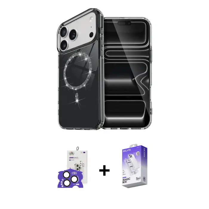 ieg™ iPhone 17 Pro Max Kılıf Kıvılcım Form Prime - Siyah Bilvis 5in1 3D Magic Cam Ekran Koruyucu + Bilvis Titan Kamera Lens - NLGY
