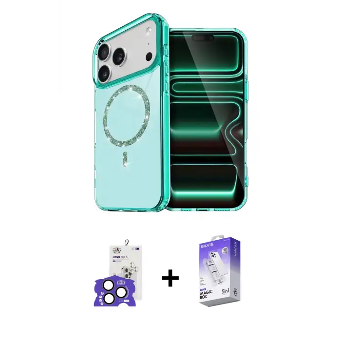 ieg™ iPhone 17 Pro Max Kılıf Kıvılcım Form Prime - Siyah Bilvis 5in1 3D Magic Cam Ekran Koruyucu + Bilvis Titan Kamera Lens - NLGY
