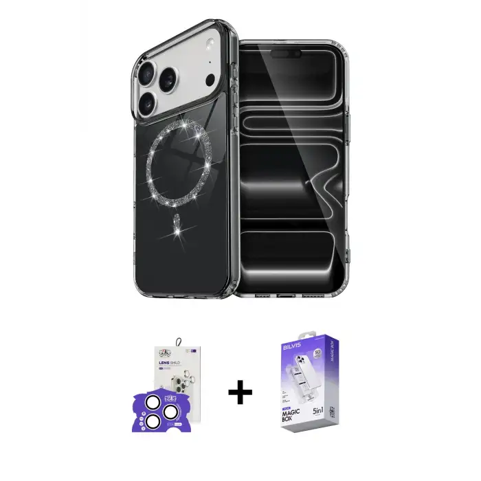 ieg™ iPhone 17 Pro Max Kılıf Kıvılcım Form Prime - Siyah Bilvis 5in1 3D Magic Cam Ekran Koruyucu + Bilvis Titan Kamera Lens - GS
