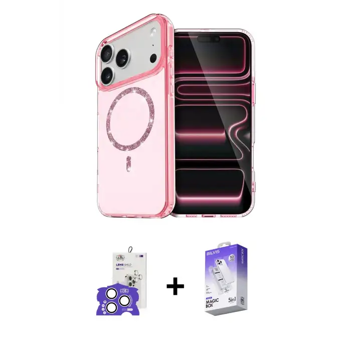 ieg™ iPhone 17 Pro Max Kılıf Kıvılcım Form Prime - Siyah Bilvis 5in1 3D Magic Cam Ekran Koruyucu + Bilvis Titan Kamera Lens - GS