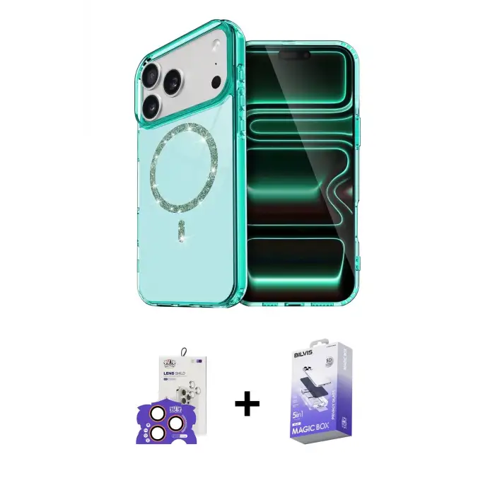 ieg™ iPhone 17 Pro Max Kılıf Kıvılcım Form Prime - Siyah Bilvis 5in1 5D Magic Hayalet Cam Ekran Koruyucu + Bilvis Titan Kamera Lens - TU