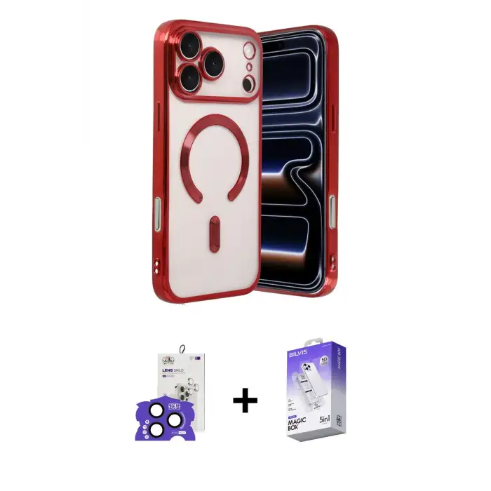 ieg™ iPhone 17 Pro Max Kılıf Nova Işık Özel Seri - Siyah Bilvis 5in1 3D Magic Cam Ekran Koruyucu + Bilvis Titan Kamera Lens - LT