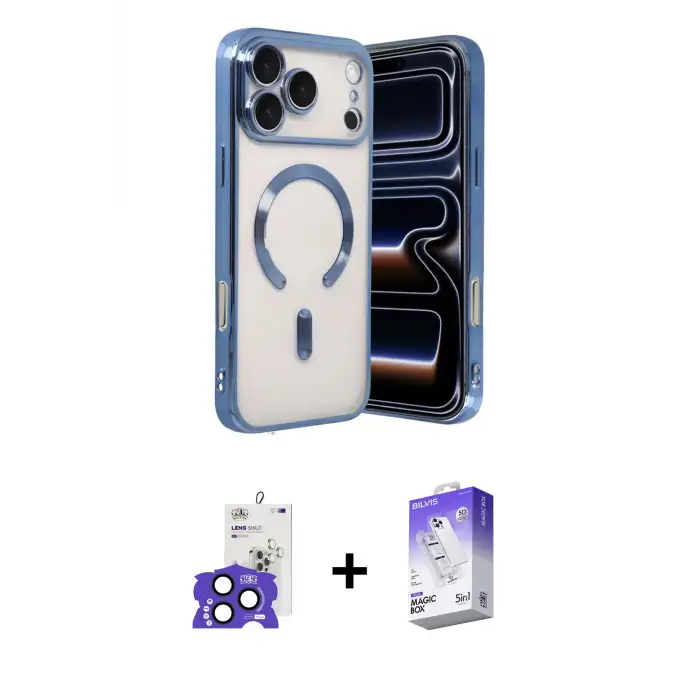 ieg™ iPhone 17 Pro Max Kılıf Nova Işık Özel Seri - Siyah Bilvis 5in1 3D Magic Cam Ekran Koruyucu + Bilvis Titan Kamera Lens - LT