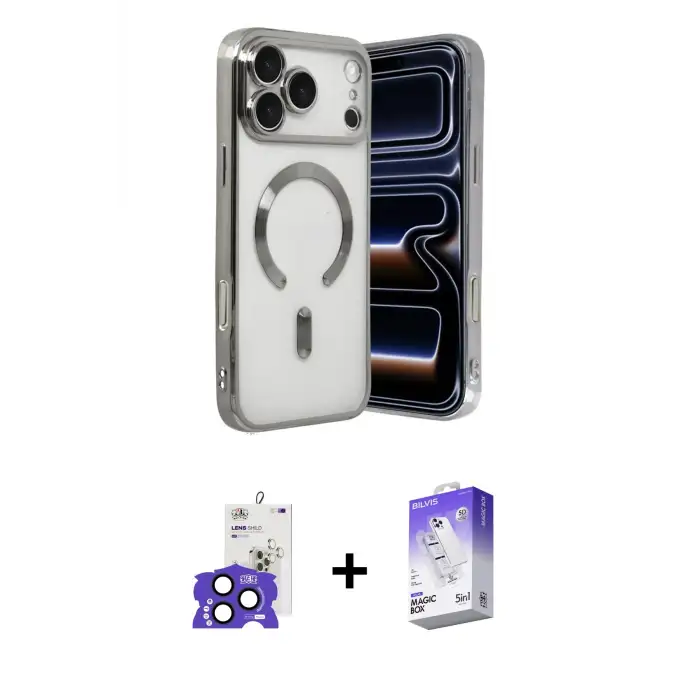 ieg™ iPhone 17 Pro Max Kılıf Nova Işık Özel Seri - Siyah Bilvis 5in1 3D Magic Cam Ekran Koruyucu + Bilvis Titan Kamera Lens - LT