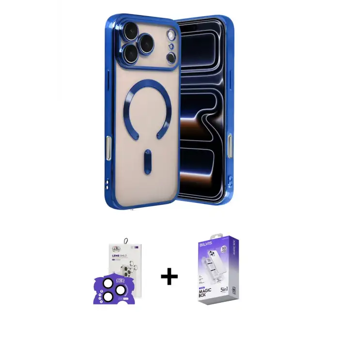 ieg™ iPhone 17 Pro Max Kılıf Nova Işık Özel Seri - Siyah Bilvis 5in1 3D Magic Cam Ekran Koruyucu + Bilvis Titan Kamera Lens - LT