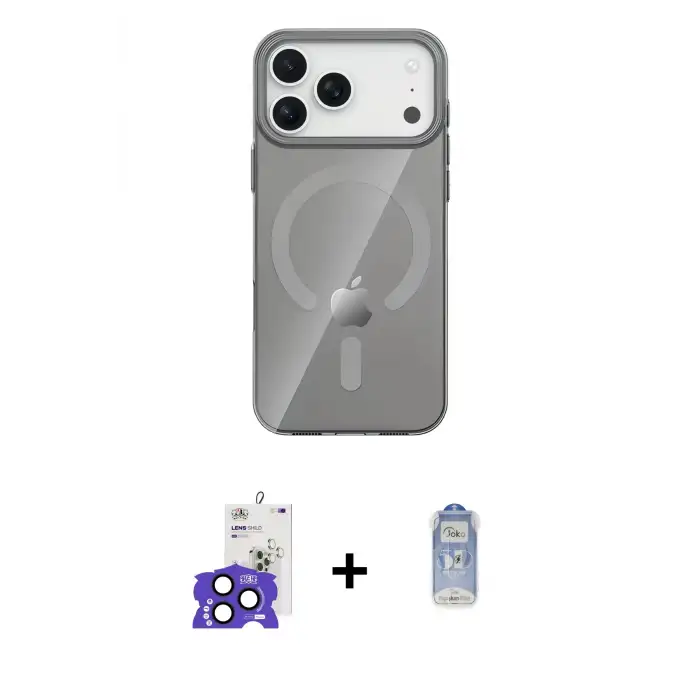 ieg™ iPhone 17 Pro Max Kılıf Pusula Form Özel Seri - Siyah Joko Magic 5D Cam + Bilvis Titan Kamera Lens - LT