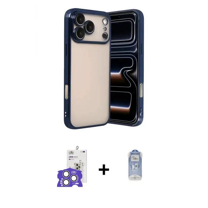 ieg™ iPhone 17 Pro Max Kılıf Vadi Minimal - Siyah Joko Magic 5D Cam + Bilvis Titan Kamera Lens - GS