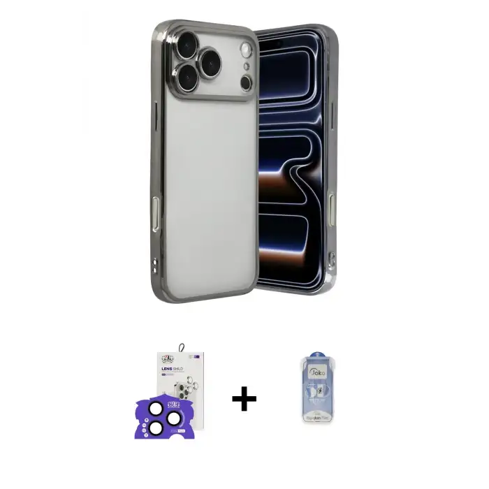 ieg™ iPhone 17 Pro Max Kılıf Vadi Minimal - Siyah Joko Magic 5D Cam + Bilvis Titan Kamera Lens - LT
