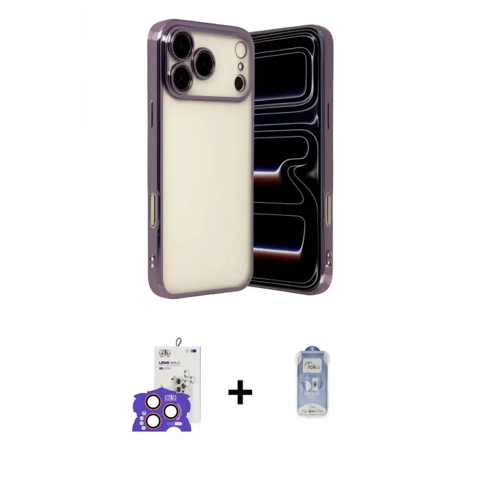 ieg™ iPhone 17 Pro Max Kılıf Vadi Minimal - Siyah Joko Magic 5D Cam + Bilvis Titan Kamera Lens - TU