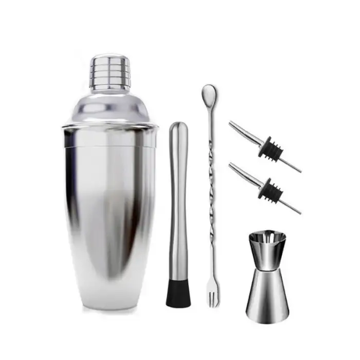 Kokteyl Hazırlama Shaker Seti 6 Parça Çelik Shaker Barmen Seti