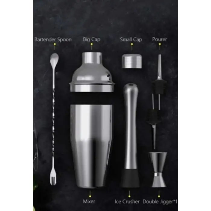 Kokteyl Hazırlama Shaker Seti 6 Parça Çelik Shaker Barmen Seti