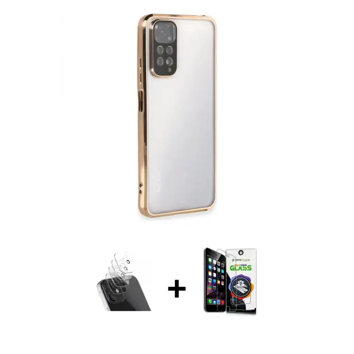 ieg™ Redmi Note 11 Kılıf Vadi Minimal - Şeffaf Temperli Cam Ekran Koruyucu + Kamera Lens Koruma Cam - SF